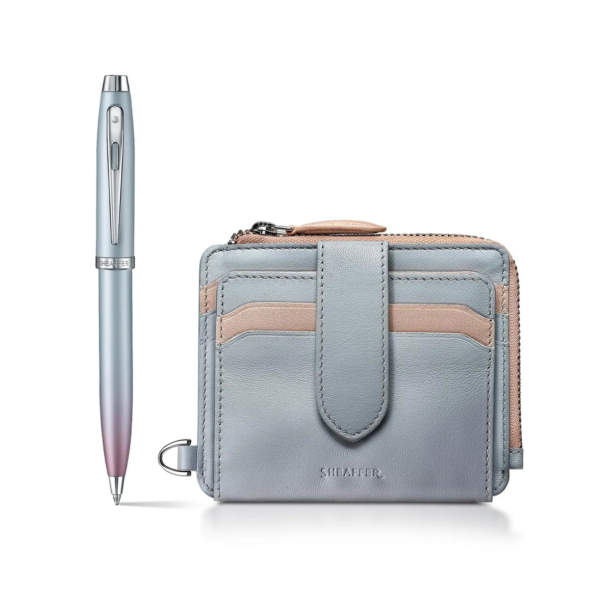 Sheaffer 100 Pearlised Gradient Ballpoint Pen with Chrome Trim, Jelly Pastel Credit Card Gift Set cross