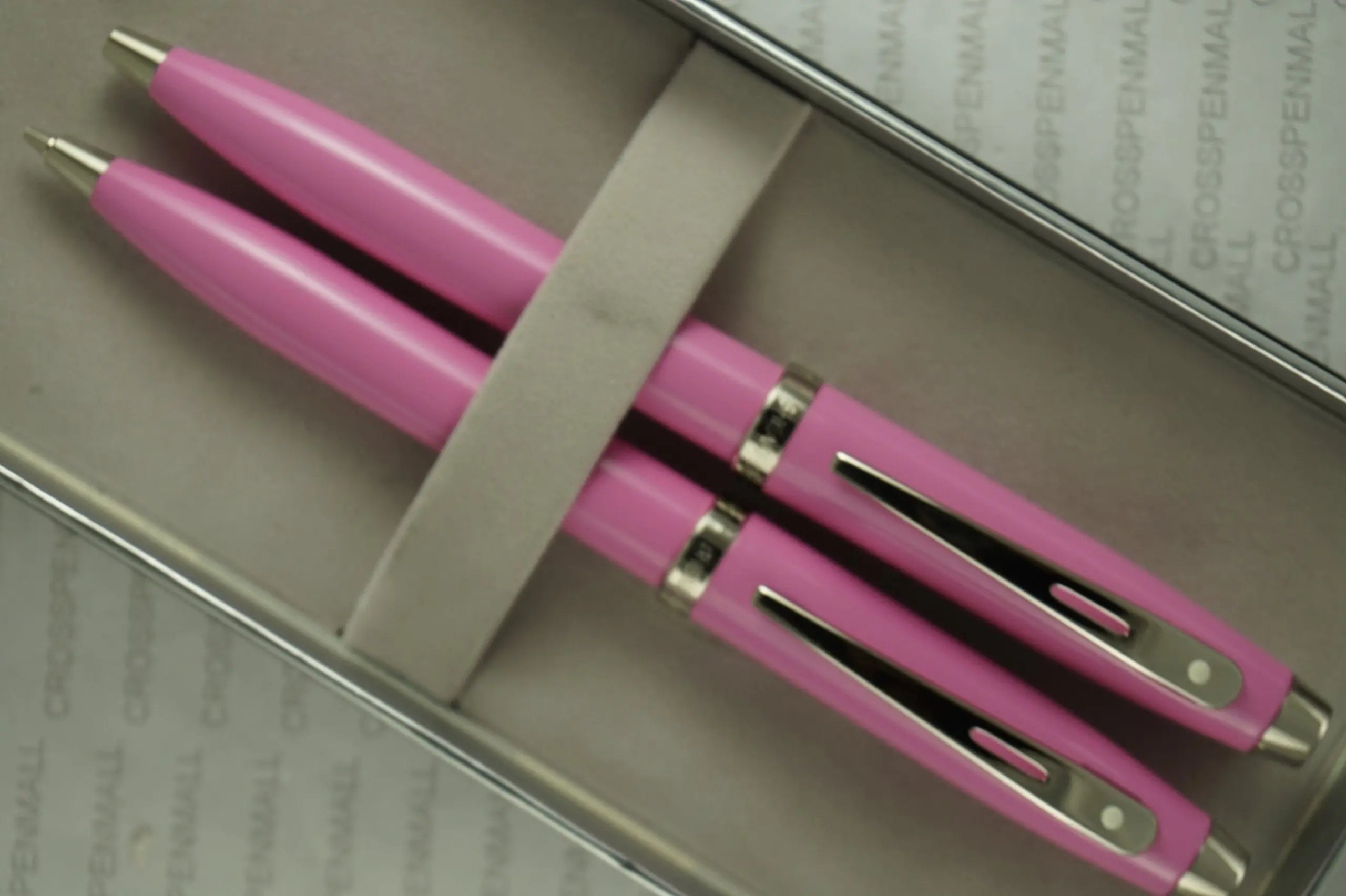 Sheaffer 100 Pink with Nickel appointments Pen and 0.7mm Pencil set. Sheaffer