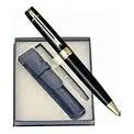 Sheaffer 300 Black Lacquer Signature gold mid band and Gold plated Appointments Ballpoint Pen + Matching Pouch Sheaffer