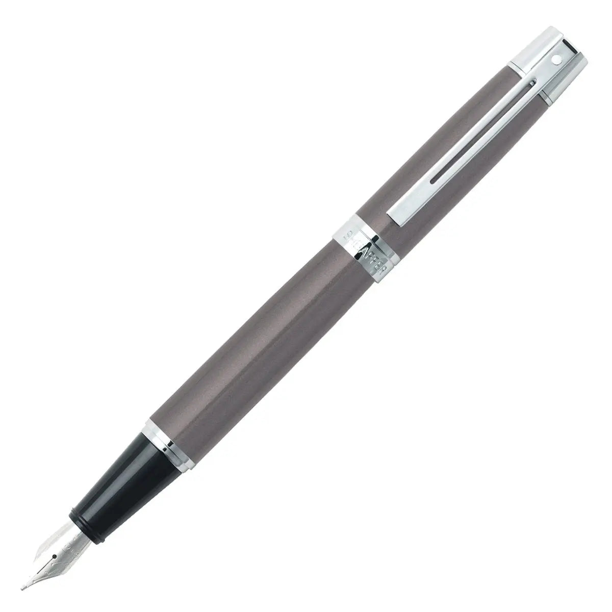 Sheaffer 300 Chrome Plate Trim Fountain Pen, Fine Nib, Metallic Grey (E0932943) - crosspenmall.com