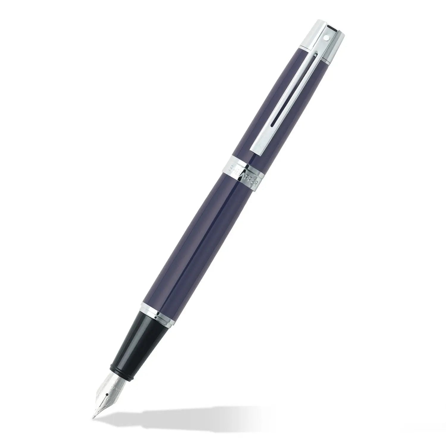 Sheaffer 300 Chrome Plate Trim Fountain Pen, Medium Nib, Gloss Blue (E0932853) Sheaffer