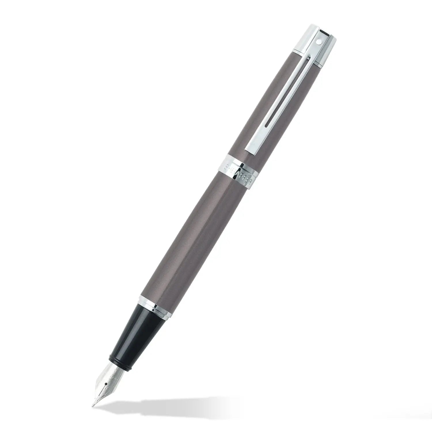 Sheaffer 300 Chrome Plate Trim Fountain Pen, Medium Nib, Metallic Grey (E0932953) - crosspenmall.com