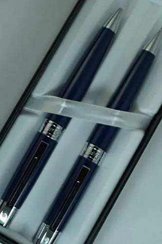 Sheaffer 300 Collection II Blue Barrel and Satin Chrome Appointments Medium Point Ballpoint Pen and Pencil Set Sheaffer