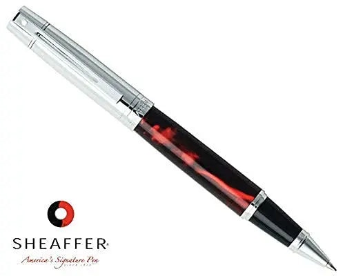 Sheaffer 300 Collection II Marble Goniochromism Red Barrel with Signature dot of Excellence on cap, Polished Barrel and Appointments Medium Point Rollerball Pen Sheaffer