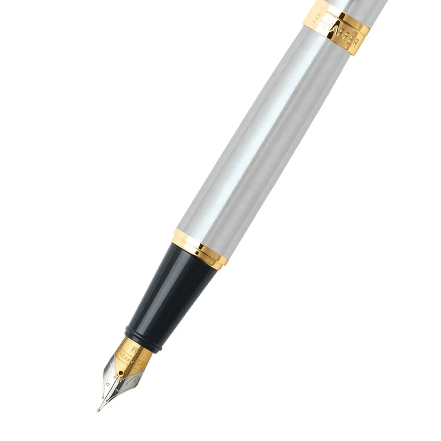 Sheaffer 300 Gold Tone Trim Fountain Pen, Medium Nib, Brushed Chrome (E0932753) Sheaffer