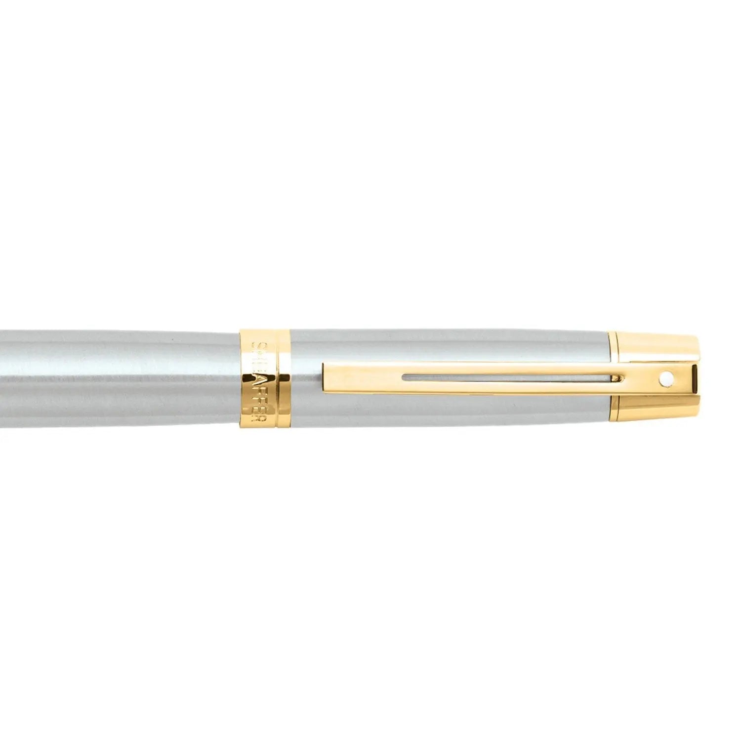 Sheaffer 300 Gold Tone Trim Fountain Pen, Medium Nib, Brushed Chrome (E0932753) Sheaffer