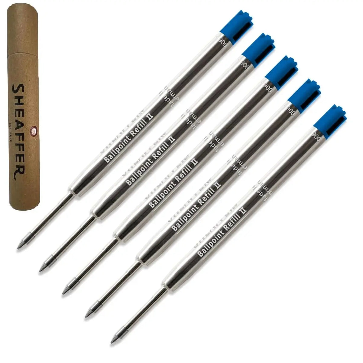 Sheaffer Ballpoint Refill, T Style, Medium Point, Compatible with Sagaris, Taranis & Stylus, Pens (Bulk Packed) (5, Blue) cross