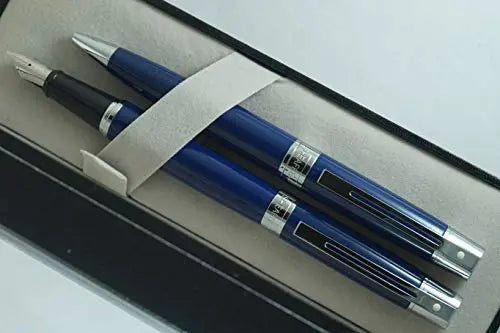 Sheaffer Cross 300 Collection II Metallic Midnight Blue, Compact, Polished Barrel and Appointments Medium Fountain Pen and Ballpoint pen set - crosspenmall.com