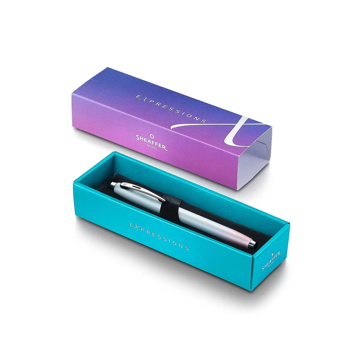Sheaffer Expressions 100 Fountain Pen, Blue and Pink Pearlised Gradient, Medium Nib cross