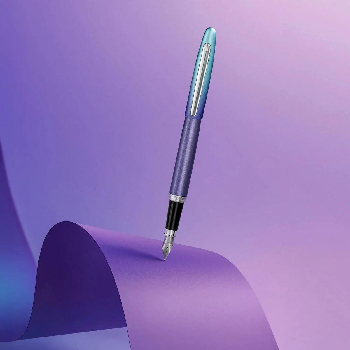 Sheaffer Expressions VFM 9430 Fountain Pen, Blue and Purple Pearlised Gradient, Fine Nib, Chrome-Plated Trims. cross