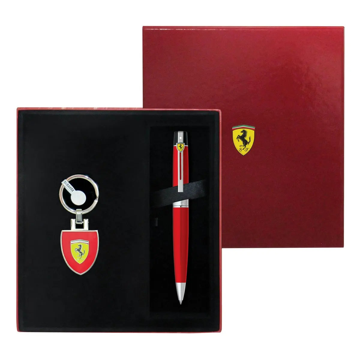 Sheaffer Ferrari 300 Series Ballpoint & Keyring Set, Rosso Corsa with Black Ornament (F50006) cross
