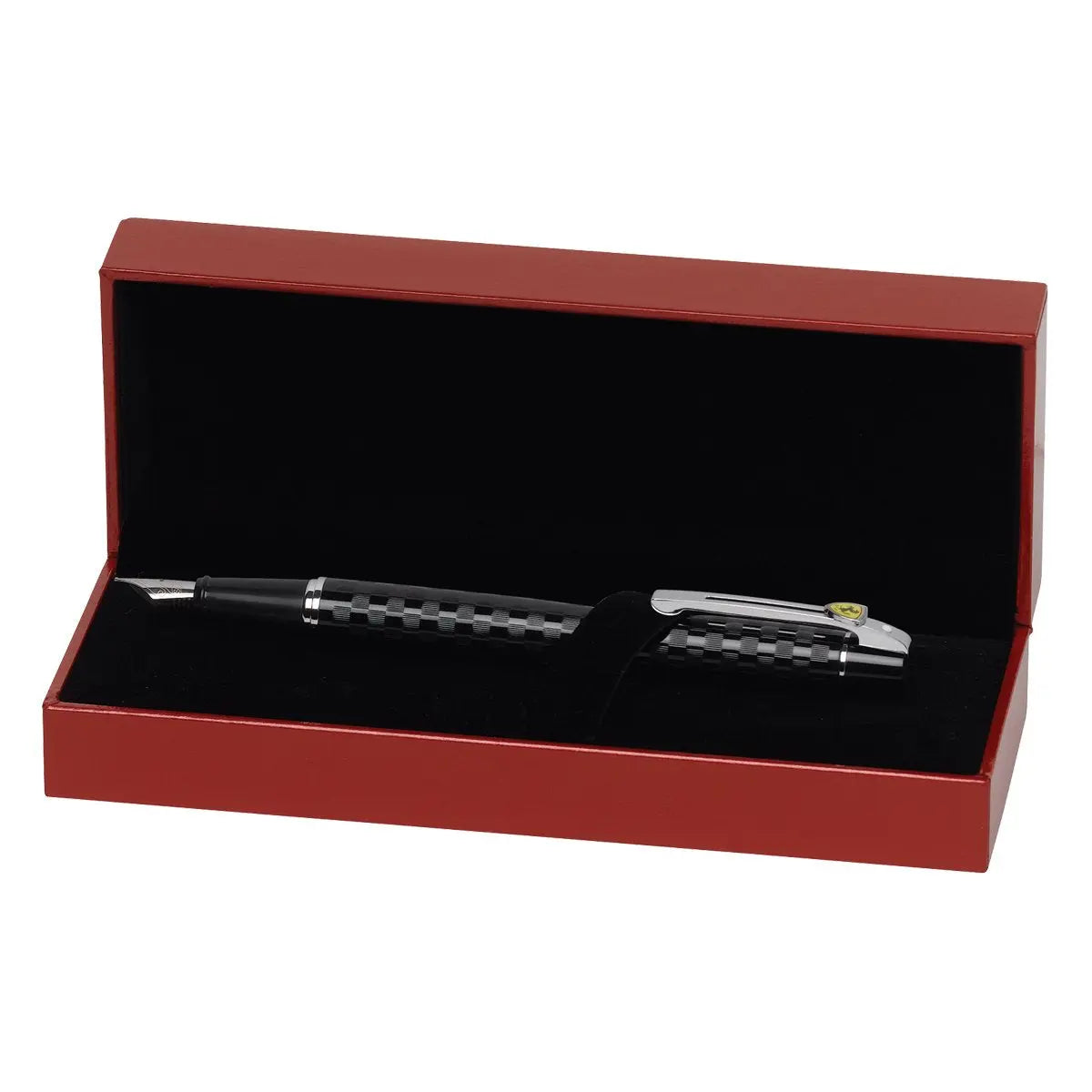 Sheaffer Ferrari 300 Series Fountain Pen, Fine Nib, Chequered Flag Engraving, Black Gloss (FE0951843) - crosspenmall.com