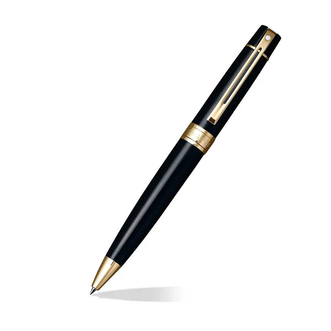 Sheaffer Gift Set ft. Glossy Black 300 Ballpoint Pen with Gold Trims and Credit Card Holder - My Store