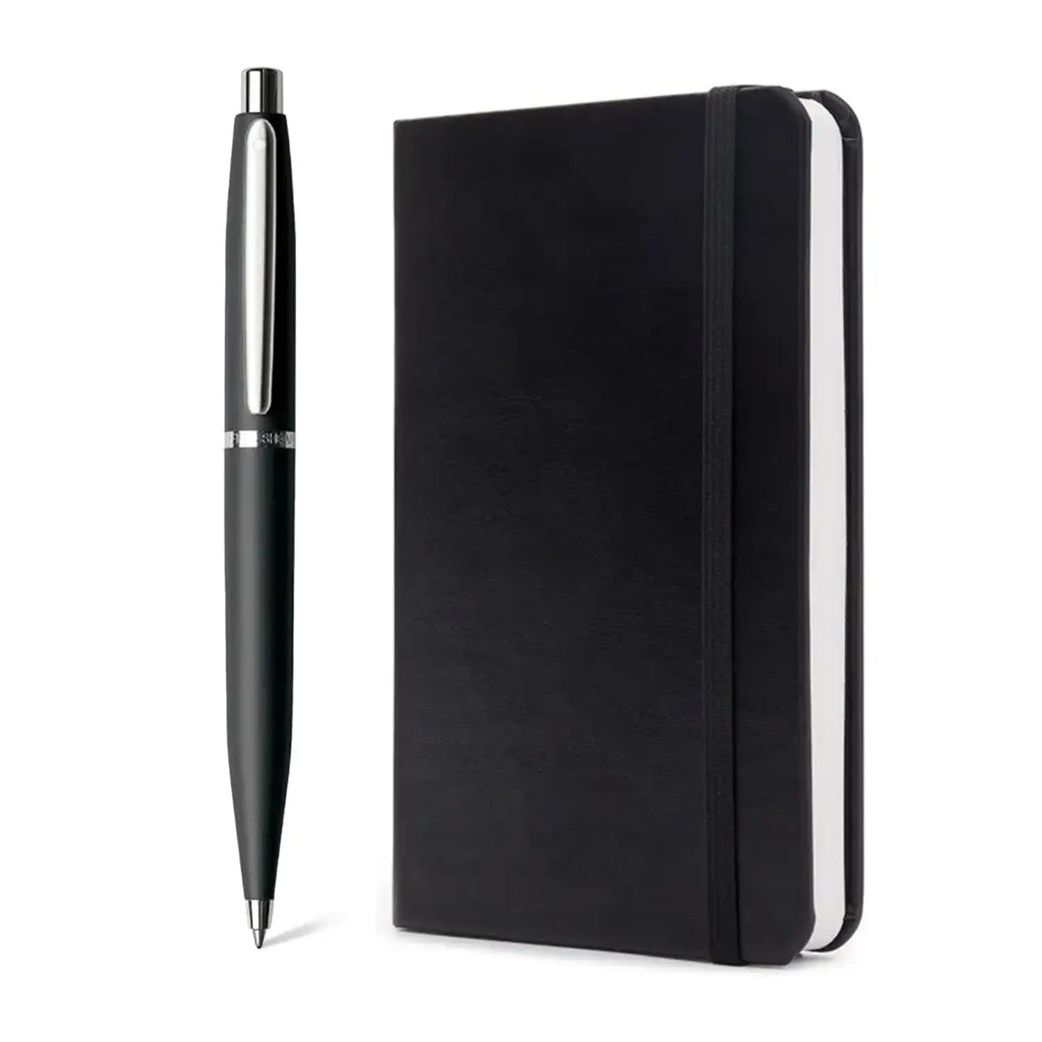 Sheaffer Gift Set ft. Matte Black VFM Ballpoint Pen with Chrome Trims and Small Notebook - My Store