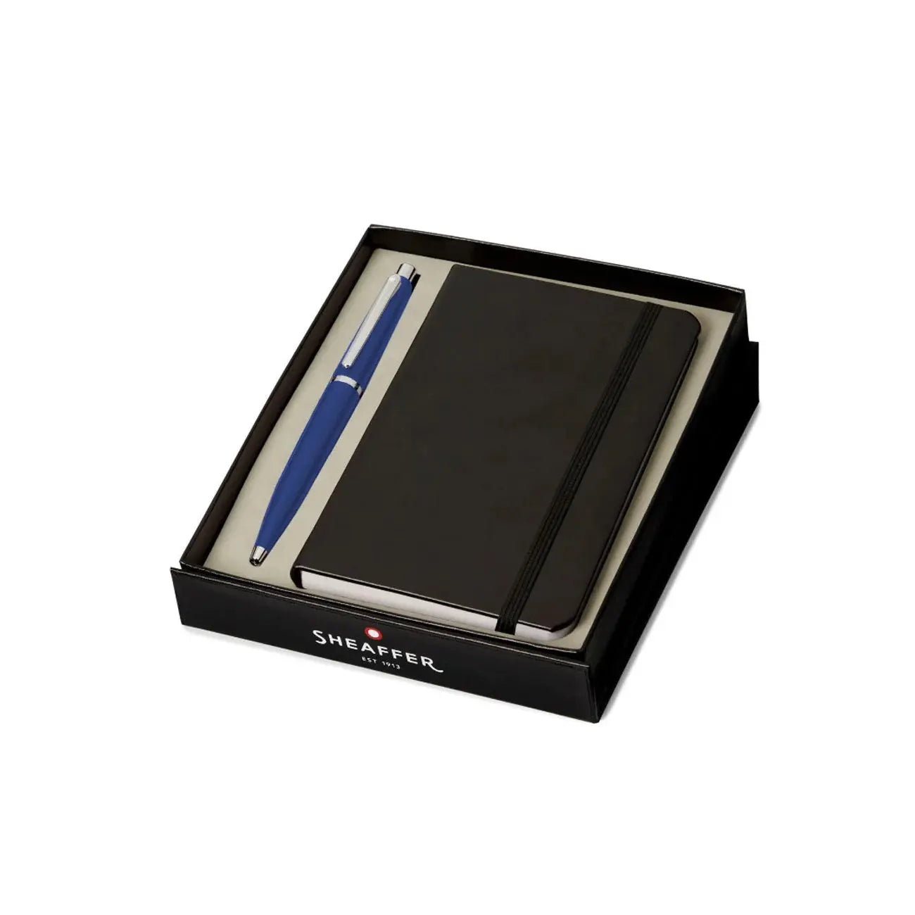 Sheaffer Gift Set ft. Neon Blue VFM Ballpoint Pen with Chrome Trims and Small Notebook - My Store