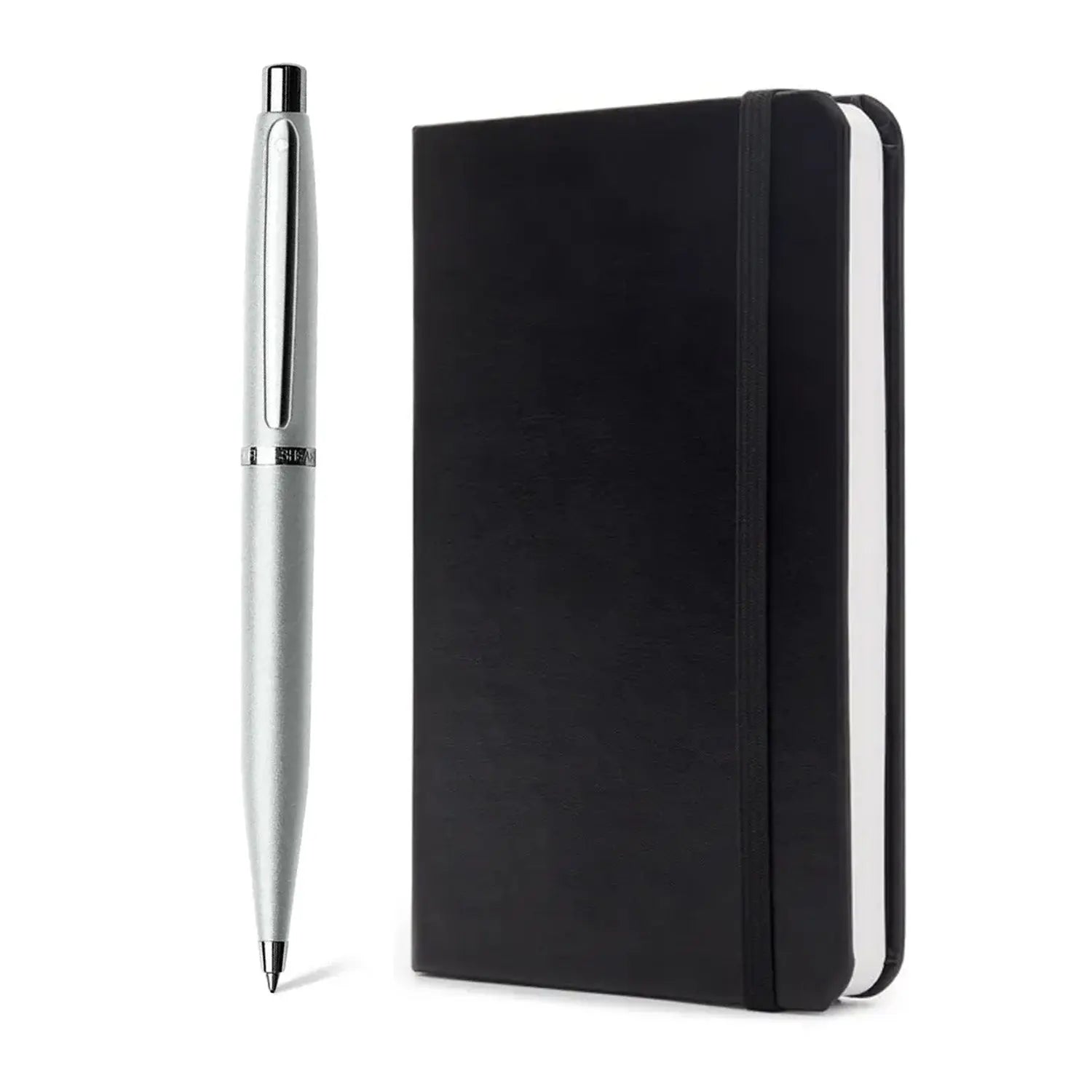 Sheaffer Gift Set ft. Strobe Silver VFM Ballpoint Pen with Chrome Trims and Small Notebook - My Store