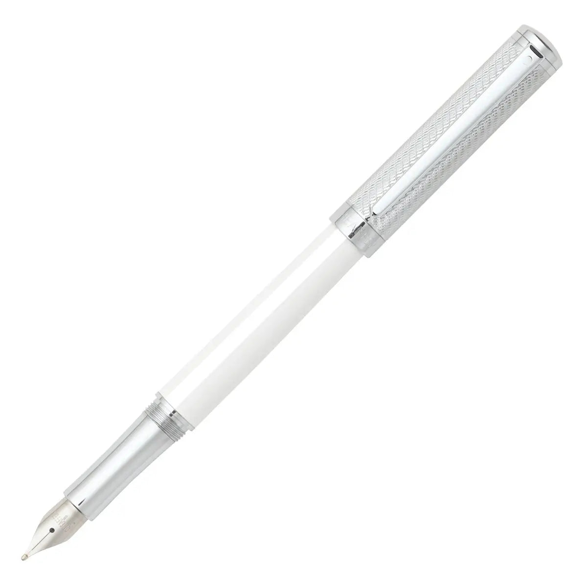 Sheaffer Intensity Broad Nib Fountain Pen, White Barrel Engraved Spiral Cap, Chrome Plate Trim (E0924063) Sheaffer