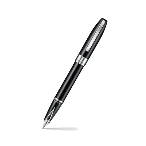 Sheaffer Legacy 9064 Glossy Black Fountain Pen Medium Inlaid Nib with Palladium-Plated Trims with pen pouch Sheaffer