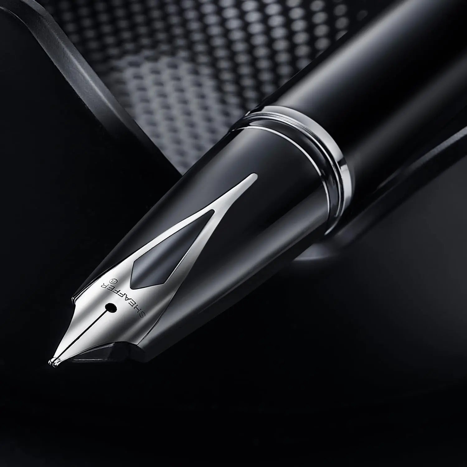 Sheaffer Legacy 9064 Glossy Black Fountain Pen Medium Inlaid Nib with Palladium-Plated Trims with pen pouch Sheaffer