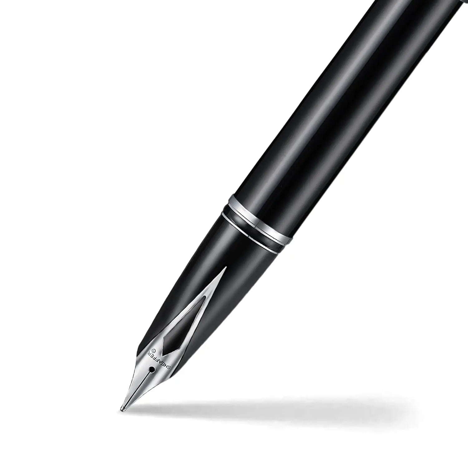 Sheaffer Legacy 9064 Glossy Black Fountain Pen Medium Inlaid Nib with Palladium-Plated Trims with pen pouch Sheaffer