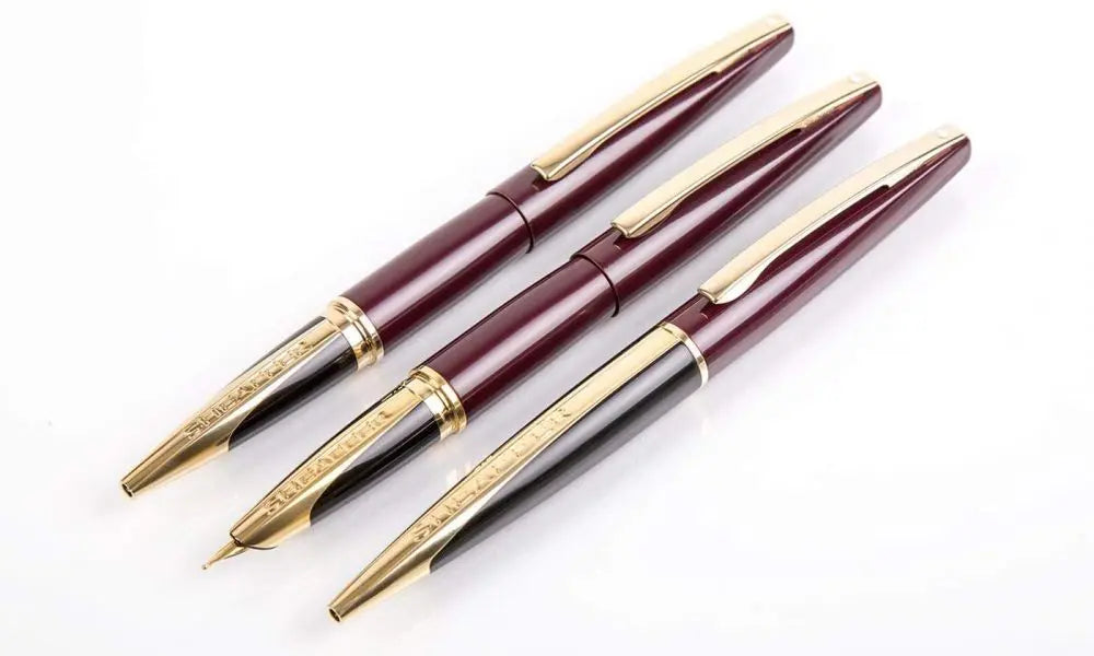 Sheaffer Limited Combination with Patent-Pending gripping Taranis Stormy Wine Trio of Fine Point Fountain, Medium Point Rollerball, and Ballpoint pens set - crosspenmall.com