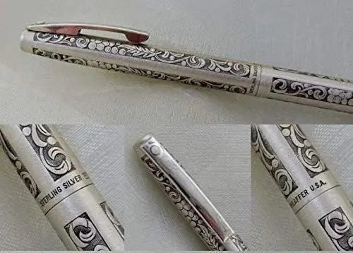 Sheaffer Made in Iowa, USA Sterling Silver Vintage Imperial Edition with Vine of Grapes & Leaves Exclusive Sculptured Decorative Barrel 0.9MM Pencil - Hand-Tooled Design - crosspenmall.com