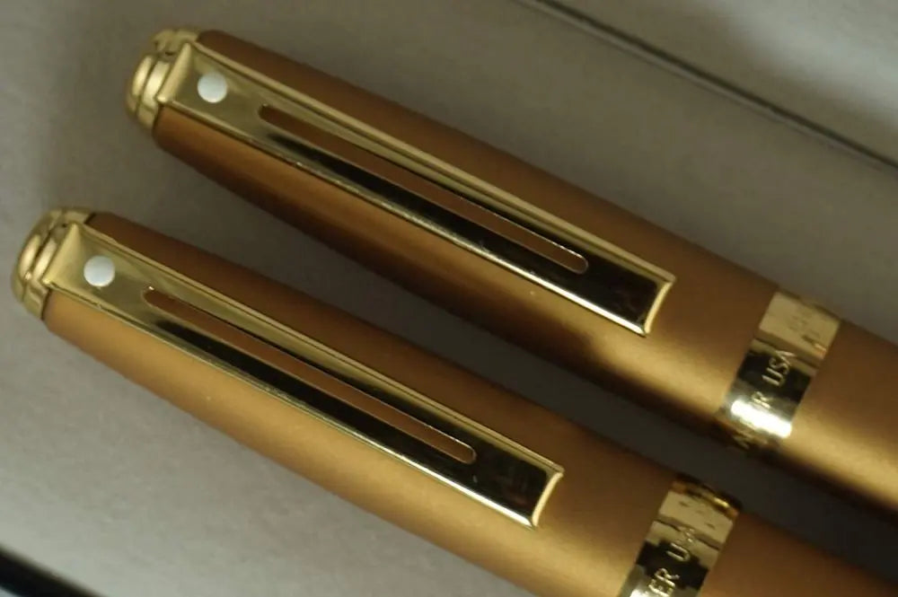 Sheaffer Made in The USA Signature Prelude Matte Bronze with 22KT Gold Appointments Rollerball Pen and Ballpoint Pen - crosspenmall.com