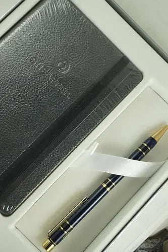 Sheaffer Made in The USA Signature Targa Prestige Blue with Signature Targa Gold Rings/appointments Barrel Ballpoint Pen and Matching Sheaffer Journal - crosspenmall.com