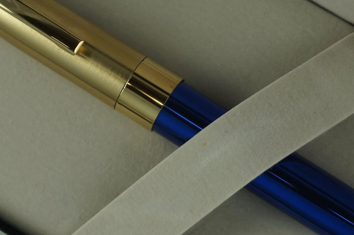 Sheaffer Made in the USA Legacy in Cobalt Blue Lacquer with 22KT Brushed Gold Rollerball Pen. cross
