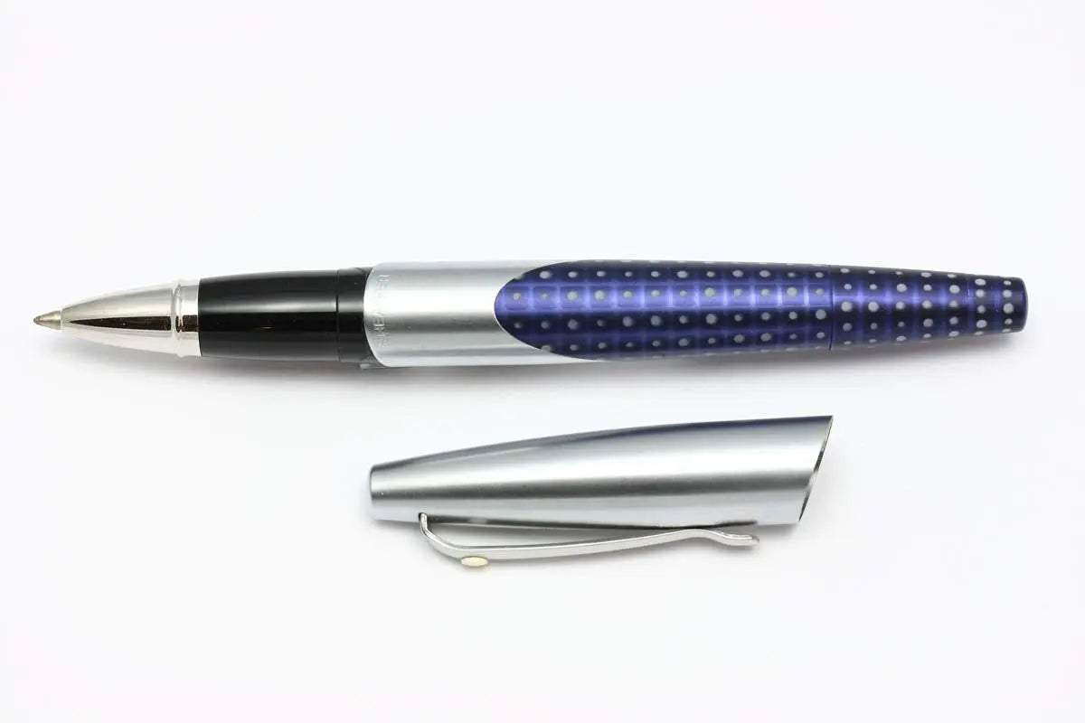 Sheaffer Made in the USA Satin & Blue whale shark Barrel Intrigue rollerball pen - crosspenmall.com