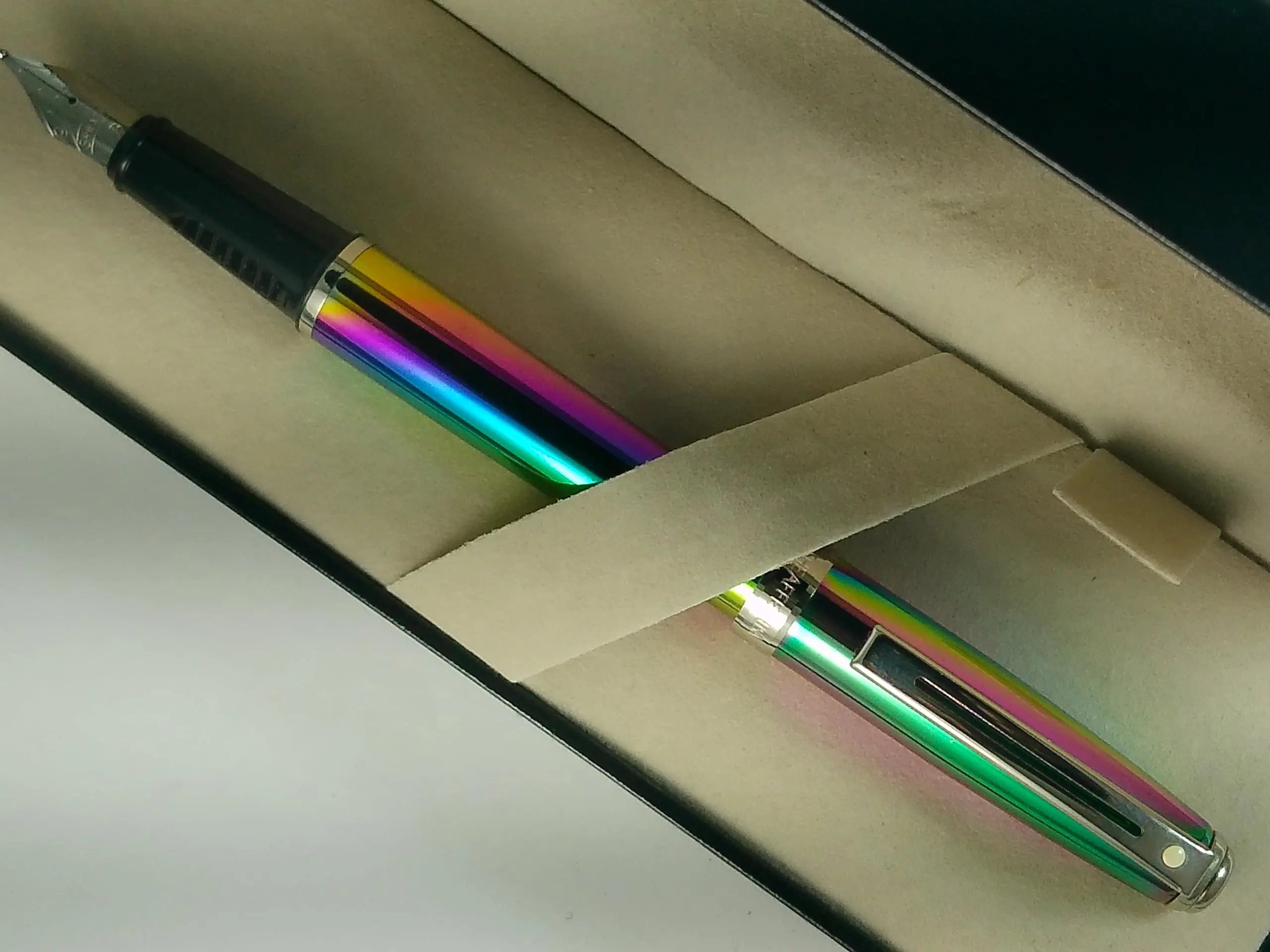 Sheaffer Prelude 9131 Fountain Pen, Titanium Oxide Rainbow Plasma Finish, Nickel Appointments, Made in USA Sheaffer