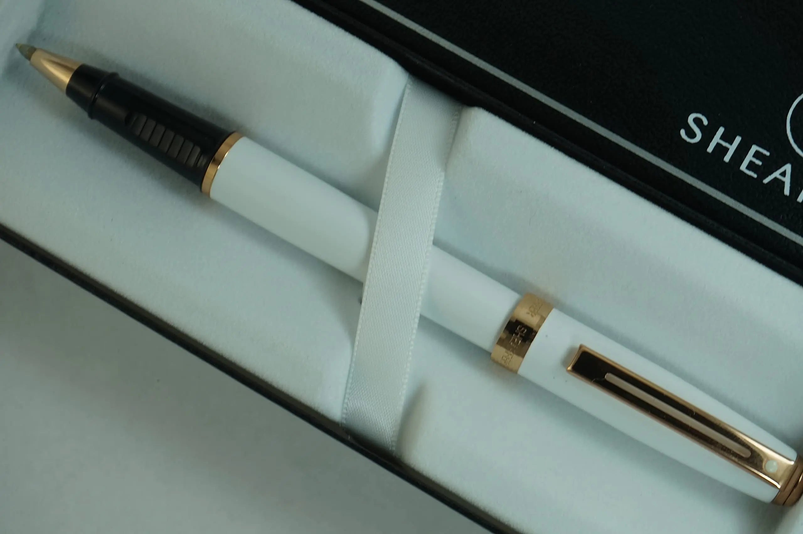 Sheaffer Prelude Signature Lightening White and 22KT Rose Gold Appointments Rollerball Pen Great Ordination, Christening, Baptismal, Valentine, Graduation, birthday and wedding gift Sheaffer