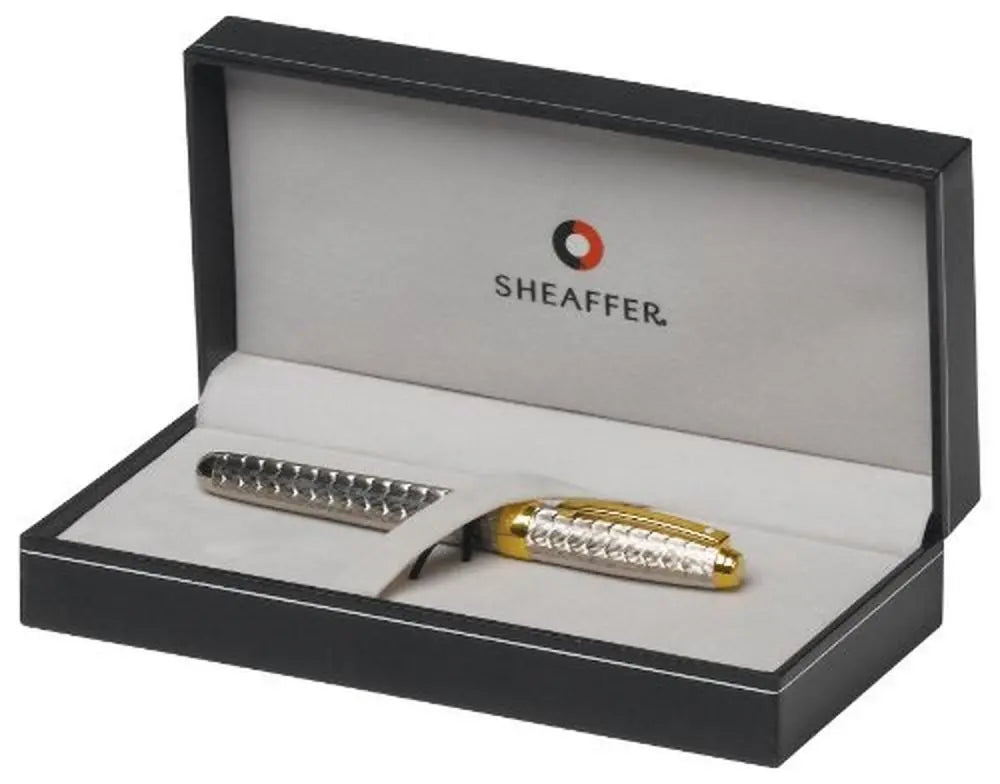 Sheaffer Prelude Signature Silver plate with Engraved Snakeskin Pattern featuring 22K Gold Plate Trim Rollerball - crosspenmall.com