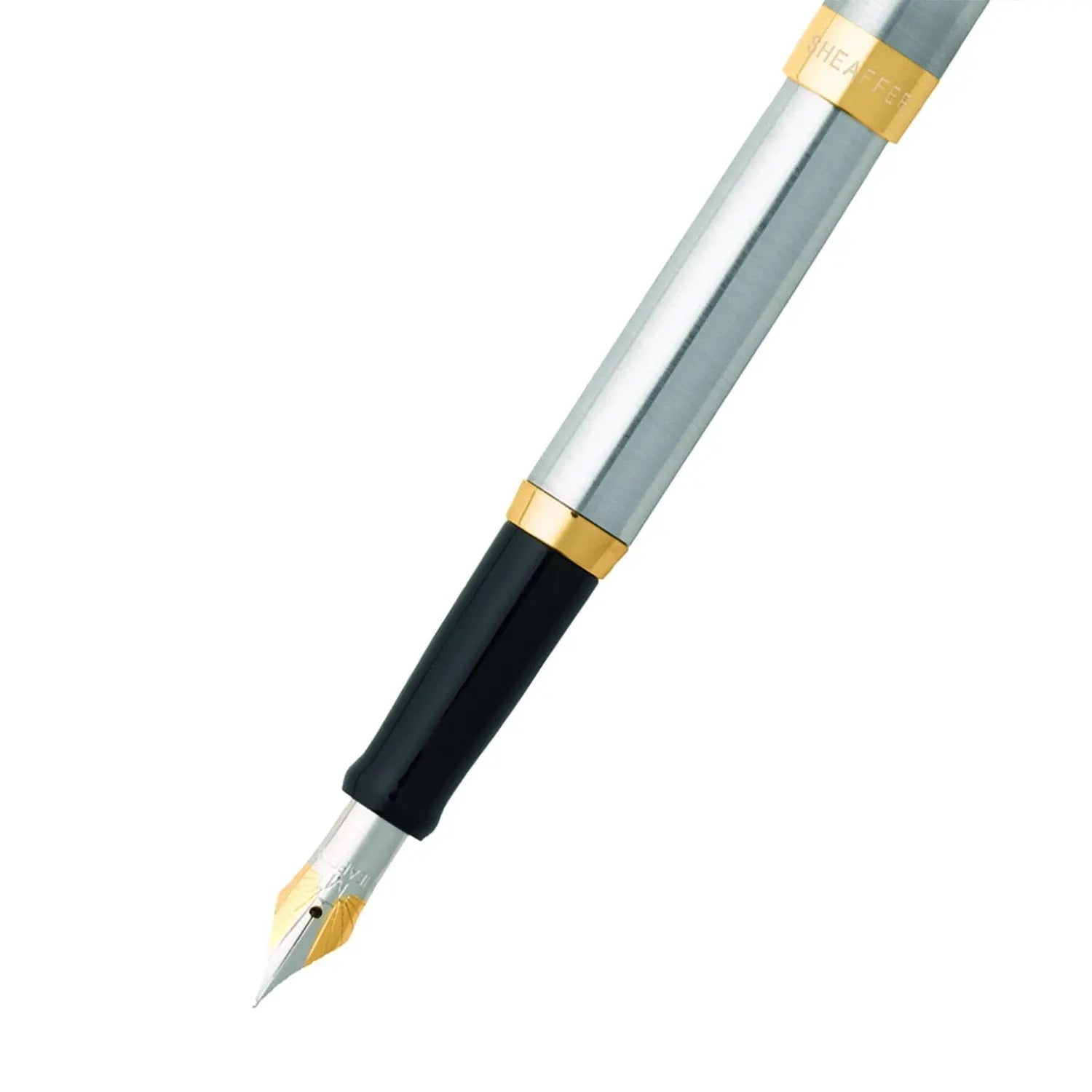 Sheaffer Sagaris Medium Nib Fountain Pen, Brushed Chrome, Gold Tone Trim (E0947353) Sheaffer