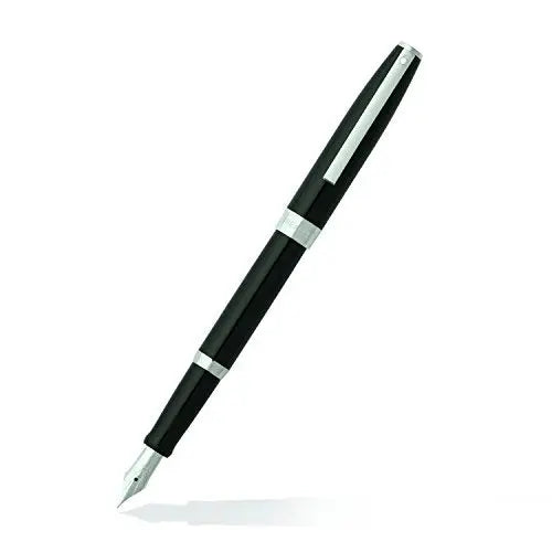 Sheaffer Sagaris Medium Nib Fountain Pen, Gloss Black, Chrome Trim (E0947053) - crosspenmall.com