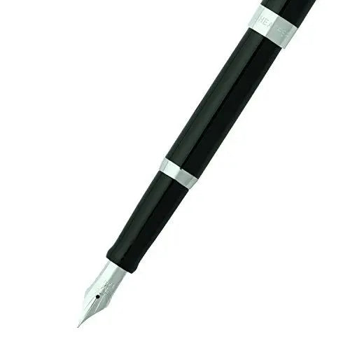 Sheaffer Sagaris Medium Nib Fountain Pen, Gloss Black, Chrome Trim (E0947053) - crosspenmall.com