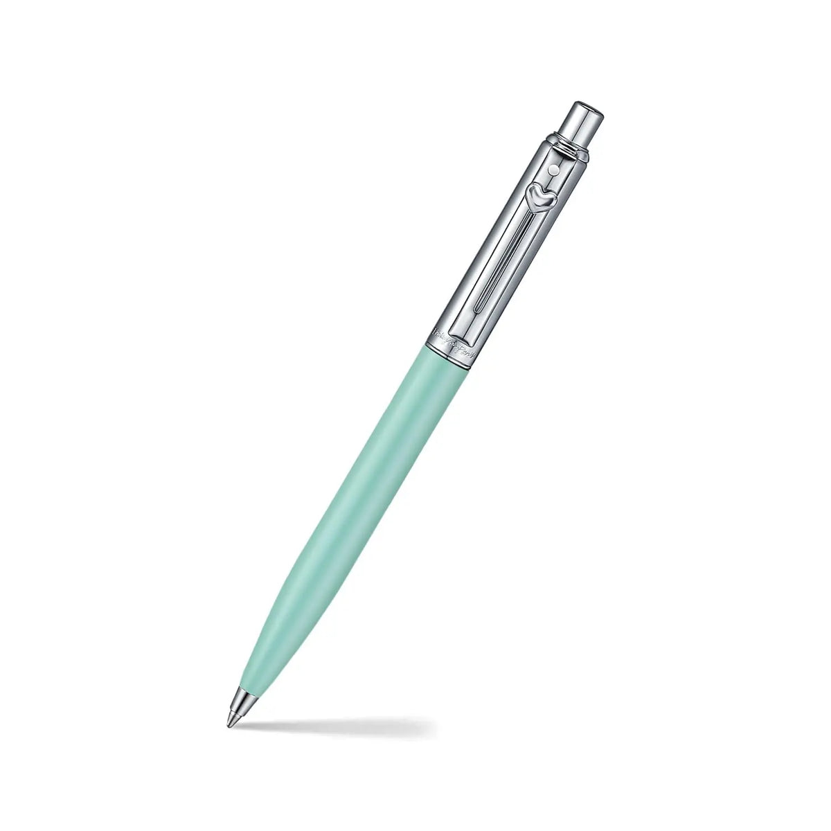 Sheaffer Sentinel Emily in Paris E321 Green Matte Finish Ballpoint Pen with Chrome-Plated Trims and Heart-Shaped Clip Emblem cross