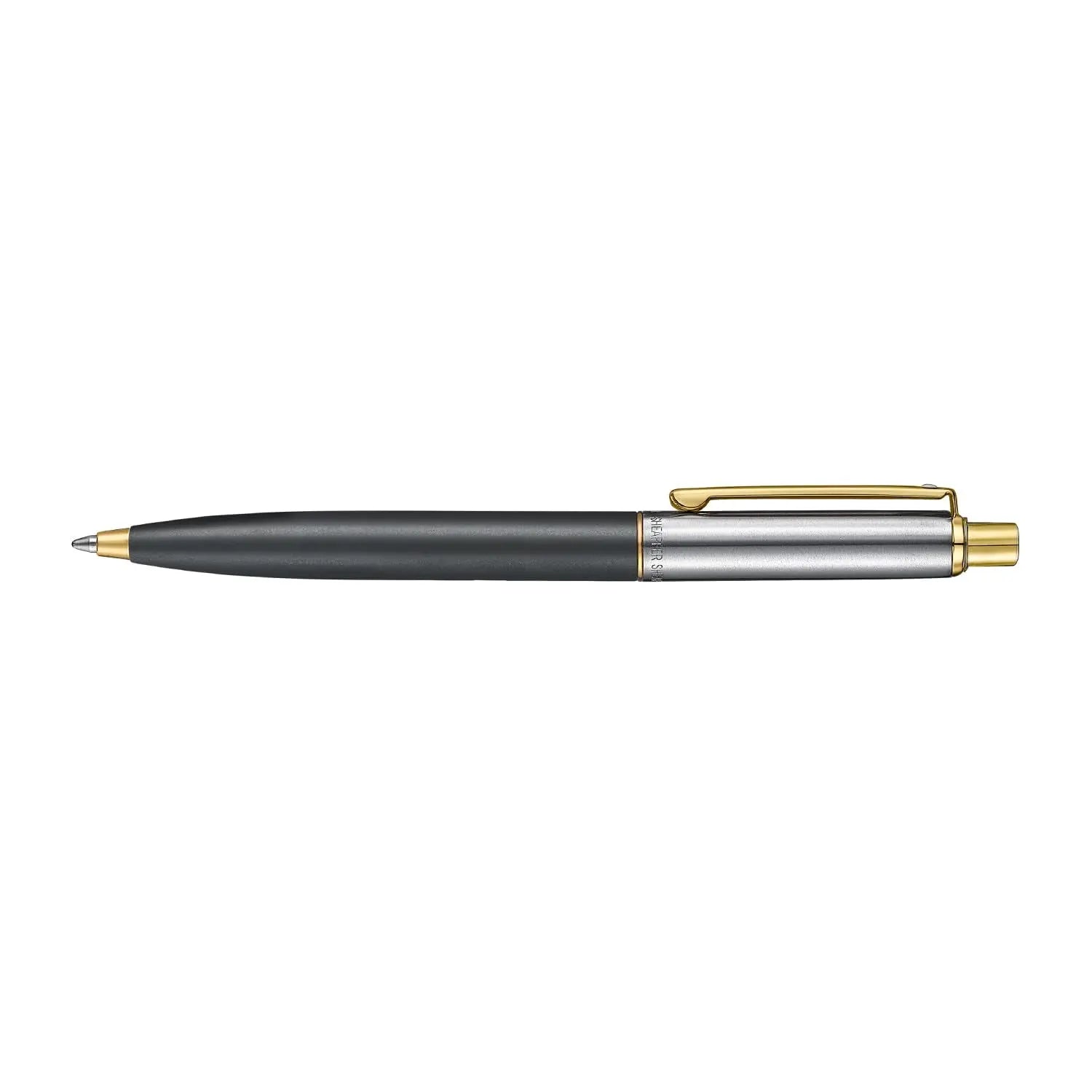 Sheaffer Sentinel Metal 334 Matte Black Barrel and Brushed Chrome Cap Ballpoint Pen with Gold Trims Sheaffer