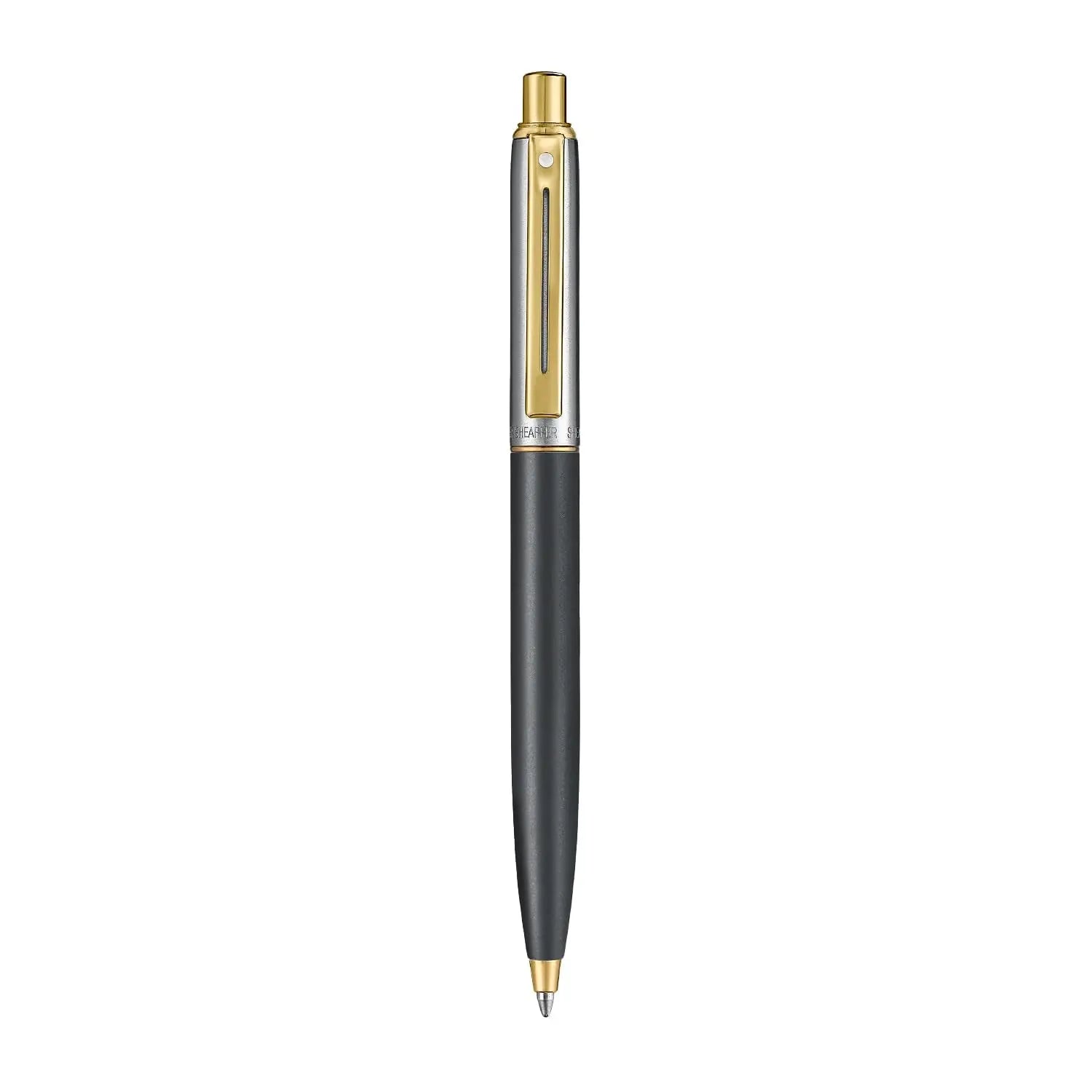 Sheaffer Sentinel Metal 334 Matte Black Barrel and Brushed Chrome Cap Ballpoint Pen with Gold Trims Sheaffer