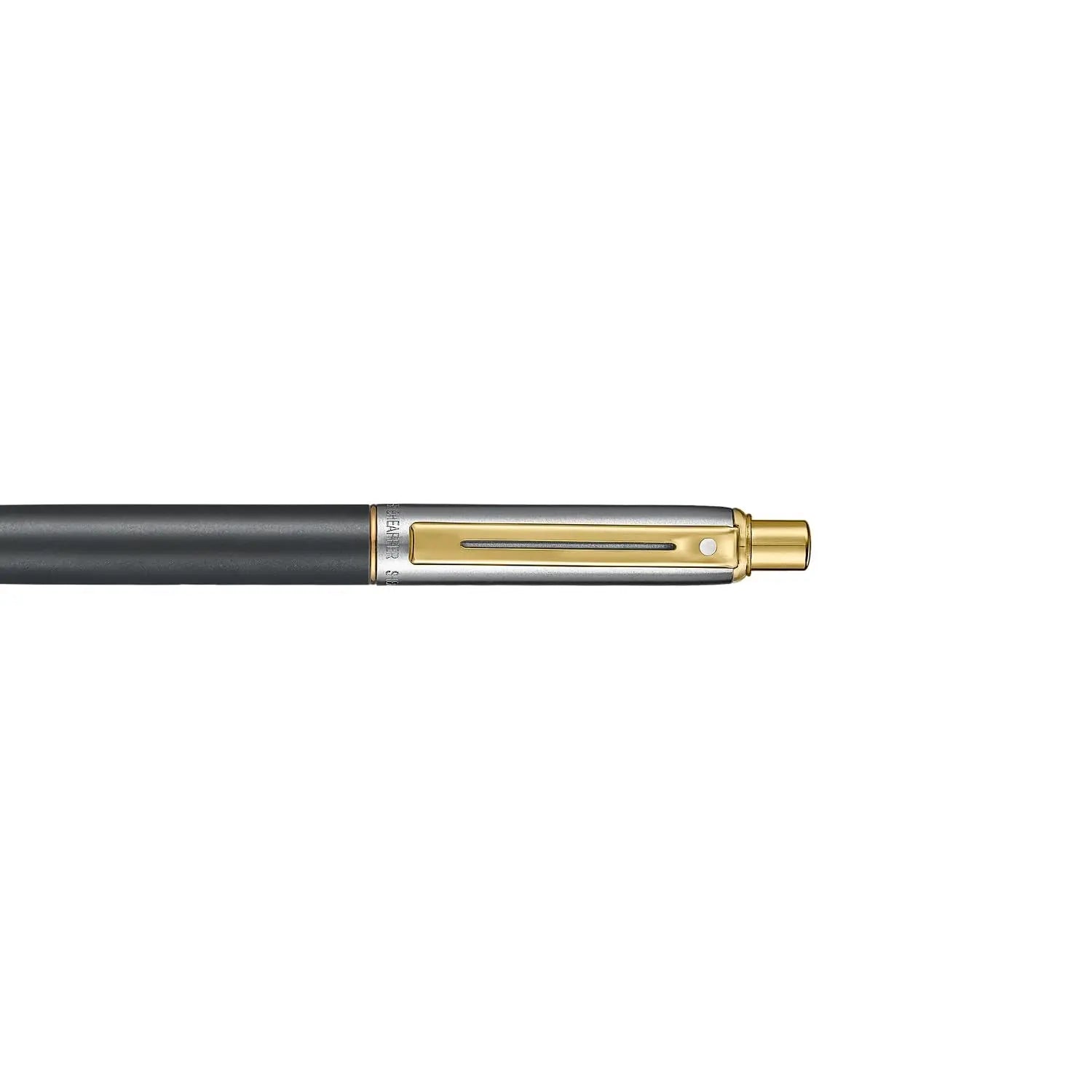 Sheaffer Sentinel Metal 334 Matte Black Barrel and Brushed Chrome Cap Ballpoint Pen with Gold Trims Sheaffer