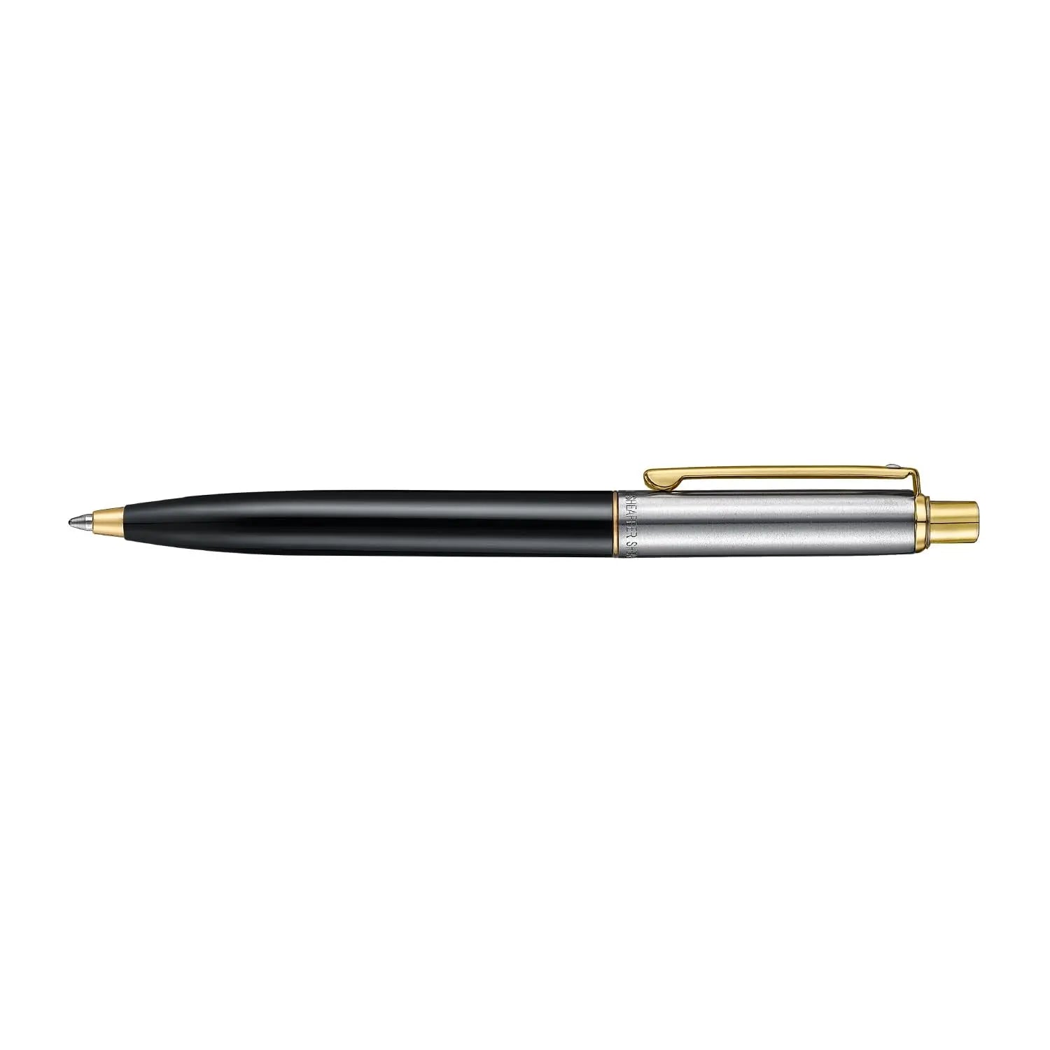 Sheaffer Sentinel Metal 335 Ballpoint Pen, Glossy Black Barrel, Brushed Chrome, Gold-plated Trims, Medium Point Sheaffer