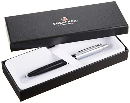 Sheaffer Sentinel, Black Resin Barrel, Chrome Cap, Nickel Plate Trim, Ballpoint cross