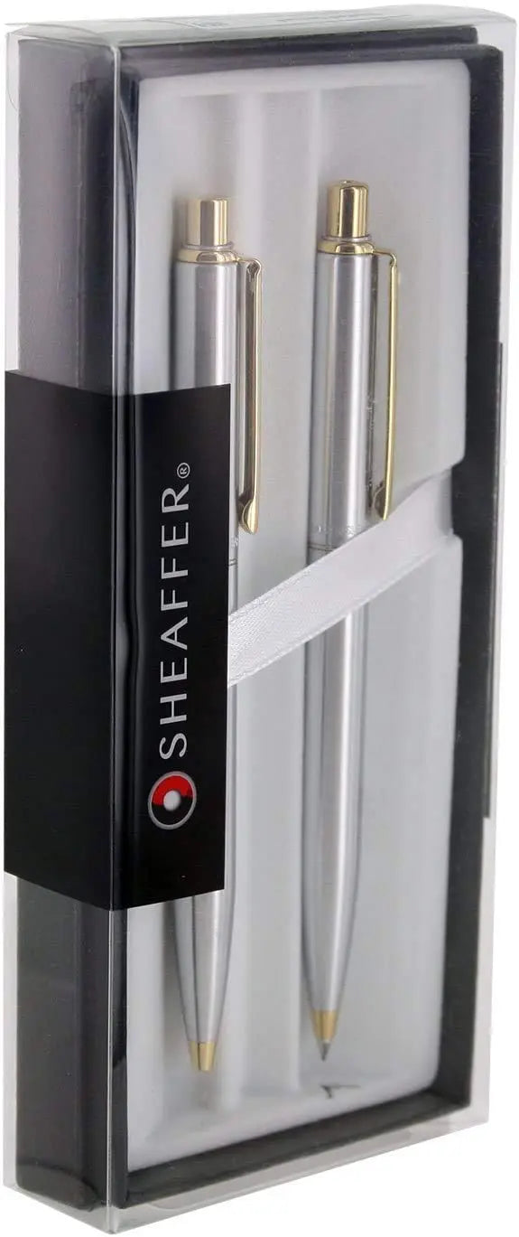 Sheaffer Sentinel, Brushed Chromel, Gold Tone Trim, Ballpoint Pen & 0.7mm Pencil Set (95762) Sheaffer