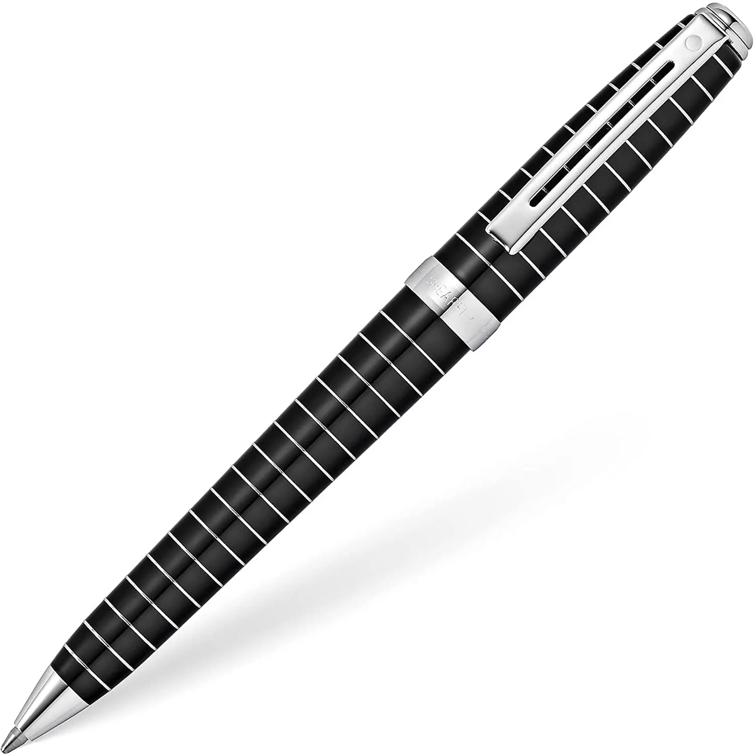 Sheaffer Signature Prelude Black Lacquer with Diamond cut Horizontal Line Engraving Pattern, Medium Point Fountain pen and Ballpoint set Pen Sheaffer