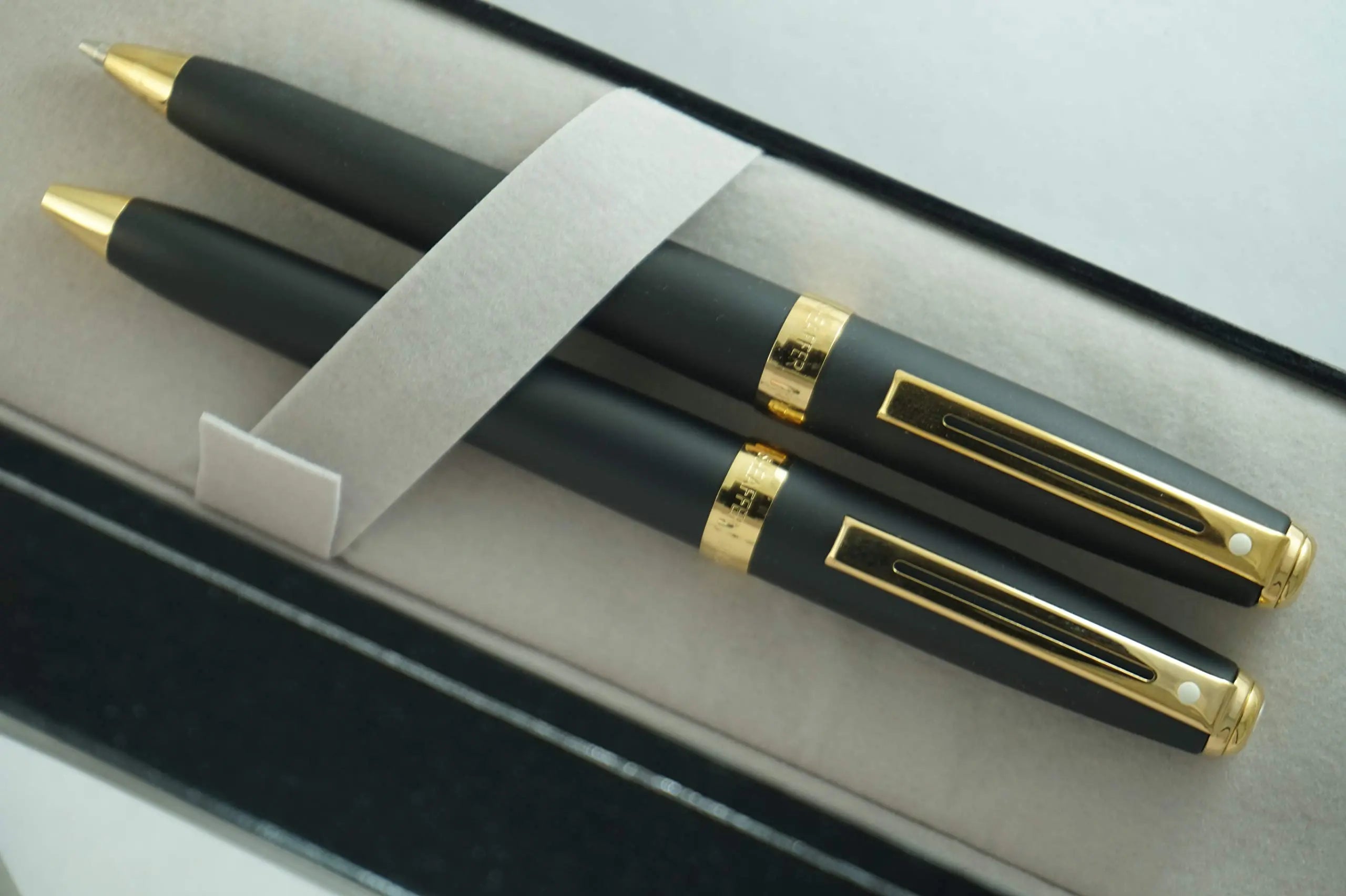 Sheaffer Signature Prelude Matte Black with 22 KT Gold Appointments Ballpoint Pen and 0.7MM Pencil set - crosspenmall.com