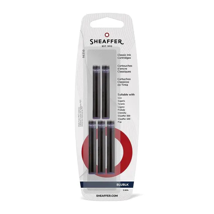 Sheaffer Skrip Fountain Pen Classic Ink Cartridges - Blue/Black Color (Pack of 5 per Card) Sheaffer