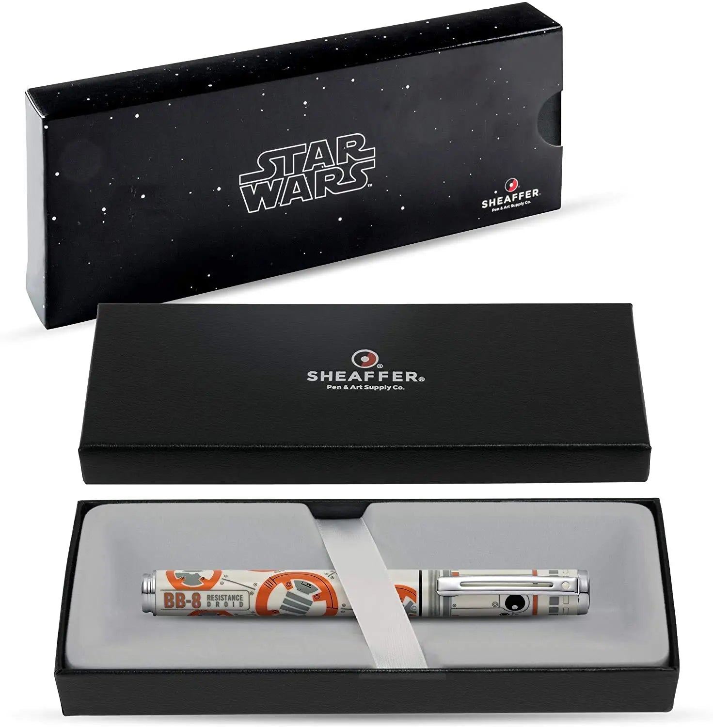 Sheaffer Star Wars BB-8 with BB-8 themed design and authentic character details, Polished appointments Medium Stainless Steel nib Fountain Pen in gift Box - crosspenmall.com