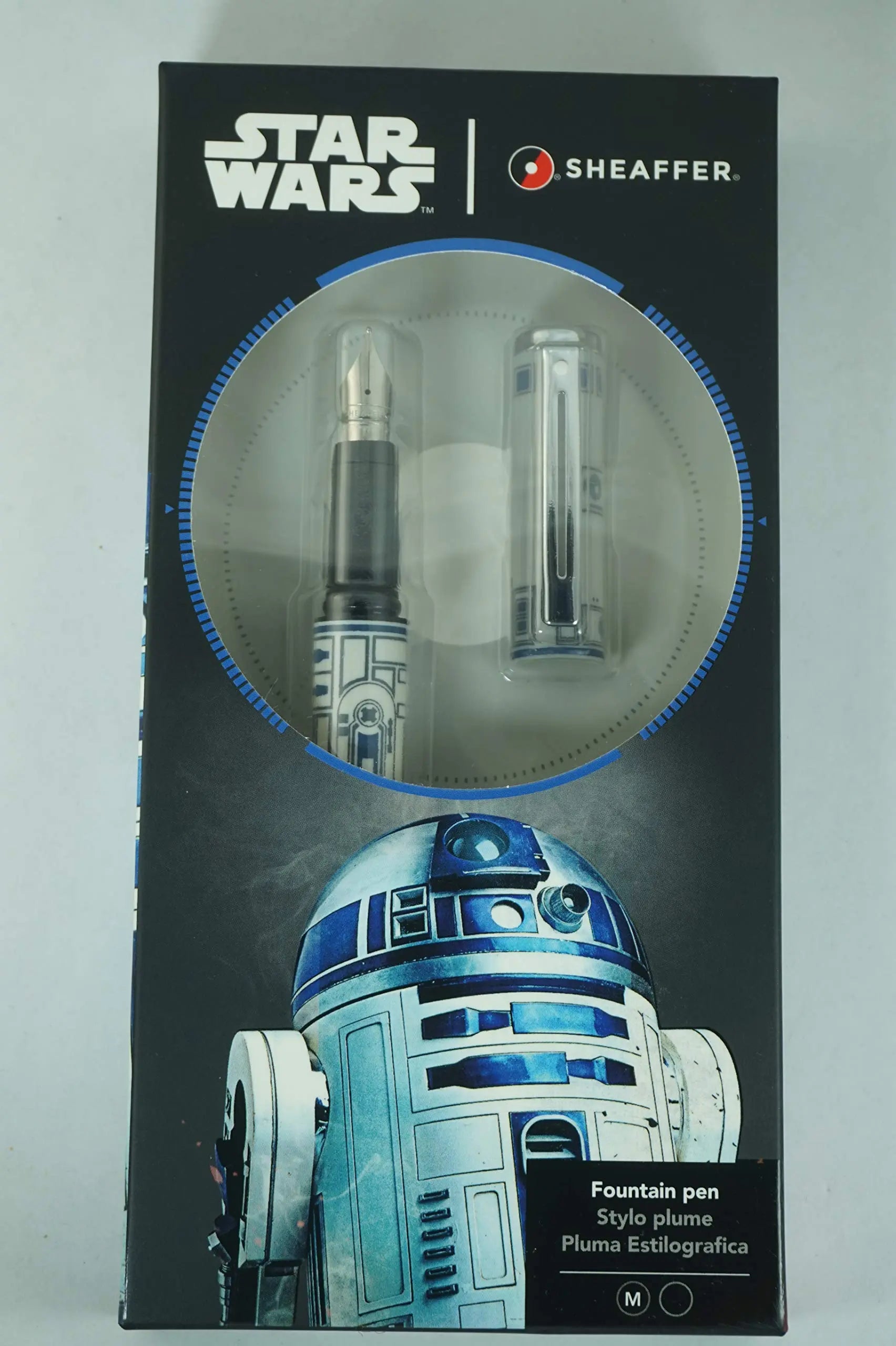 Sheaffer Star Wars R2-D2 with R2-D2 themed design and authentic character details, Polished appointments Medium Stainless Steel nib Fountain Pen - crosspenmall.com