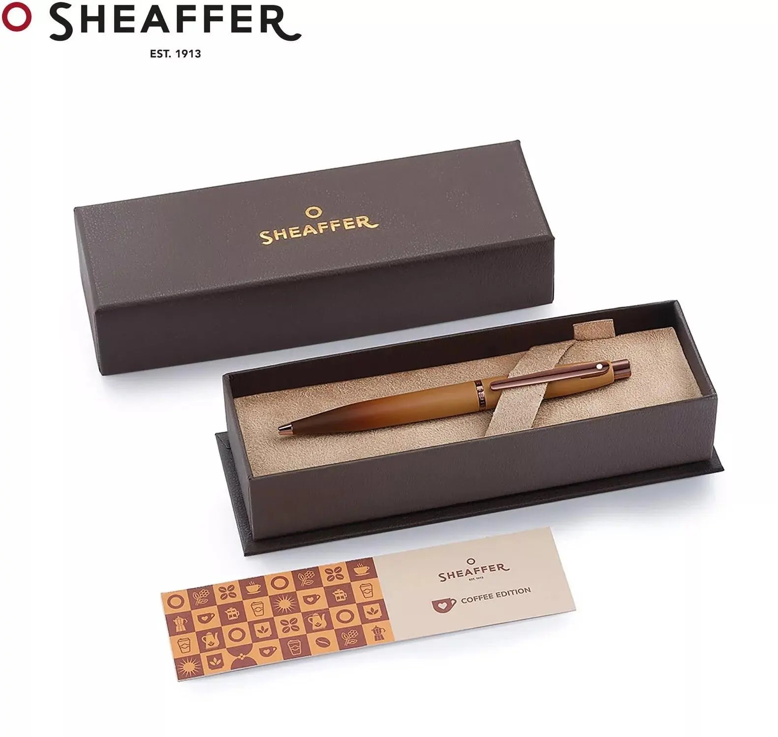 Sheaffer VFM Coffee Edition Matt Brown Rollerball Pen with Regal Brown PVD Trims & Coffee gift Bag - crosspenmall.com