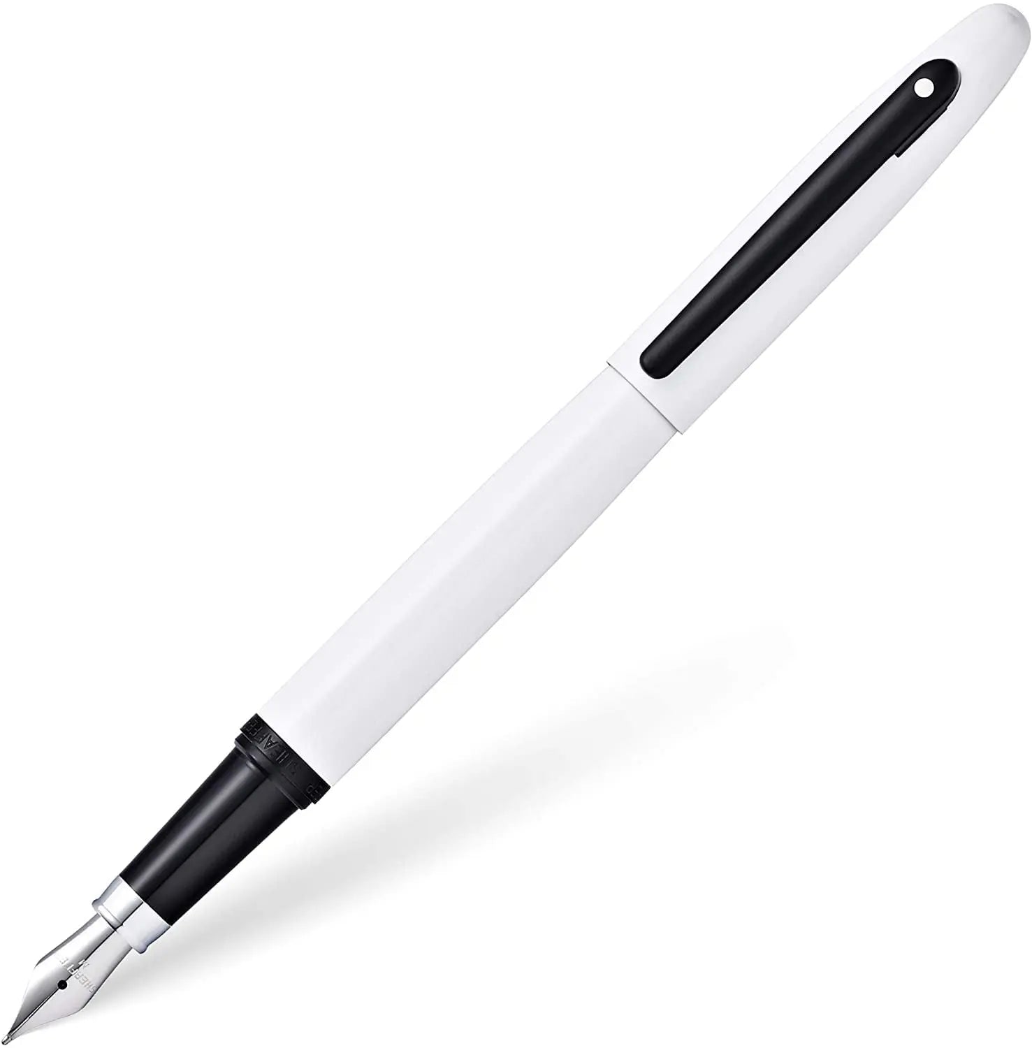 Sheaffer VFM Pearlescent White Lacquer with Contrasting Matte Black Appointments and Medium Nib Fountain Pen Sheaffer